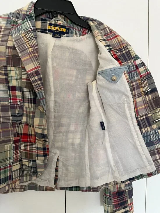 Ralph Lauren Rugby blazer patchwork vintage cotton lined size xs women - Picture 11 of 13